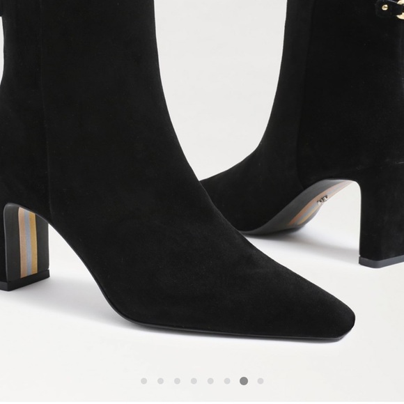 New Sam Edelman Saige Ankle Bootie Ankle Boots Black Suede 8 - Picture 2 of 12